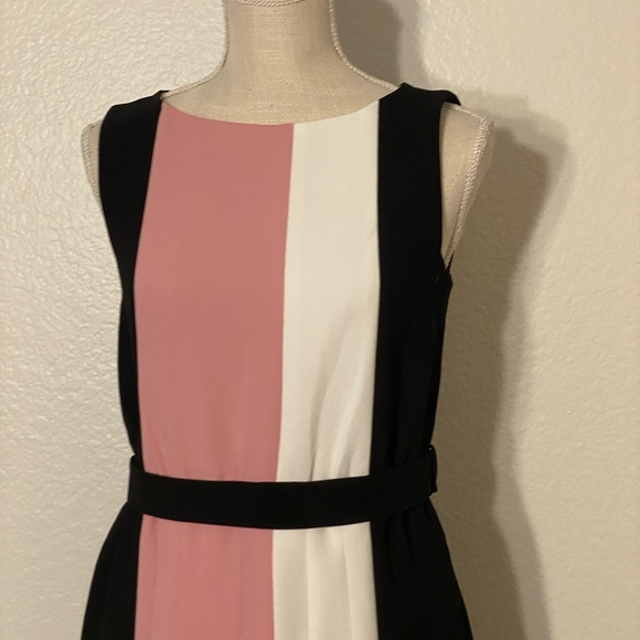 Kate Spade Black and Pink Sleeveless Color Block Dress with Belt - Picture 3 of 12